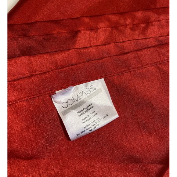 Compass Home Solid Red Curtain 1 Single Drape Panel Grommets Faux Silk Bright - Picture 4 of 6